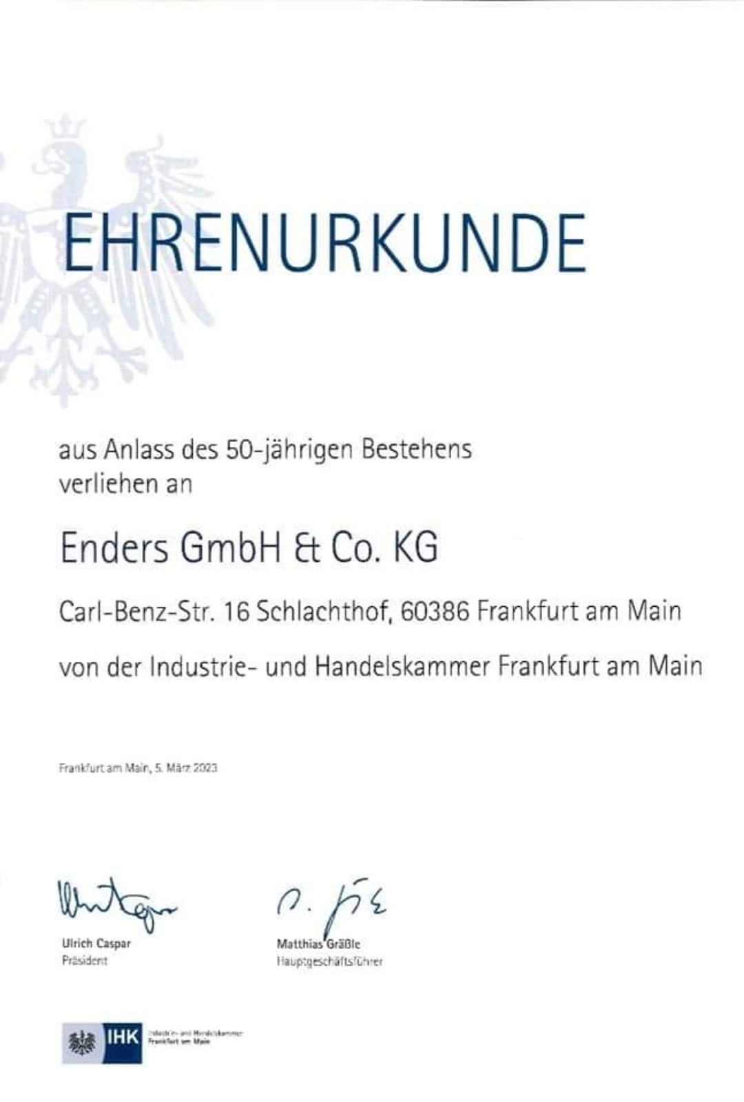 50 Jahre Enders Frankfurt